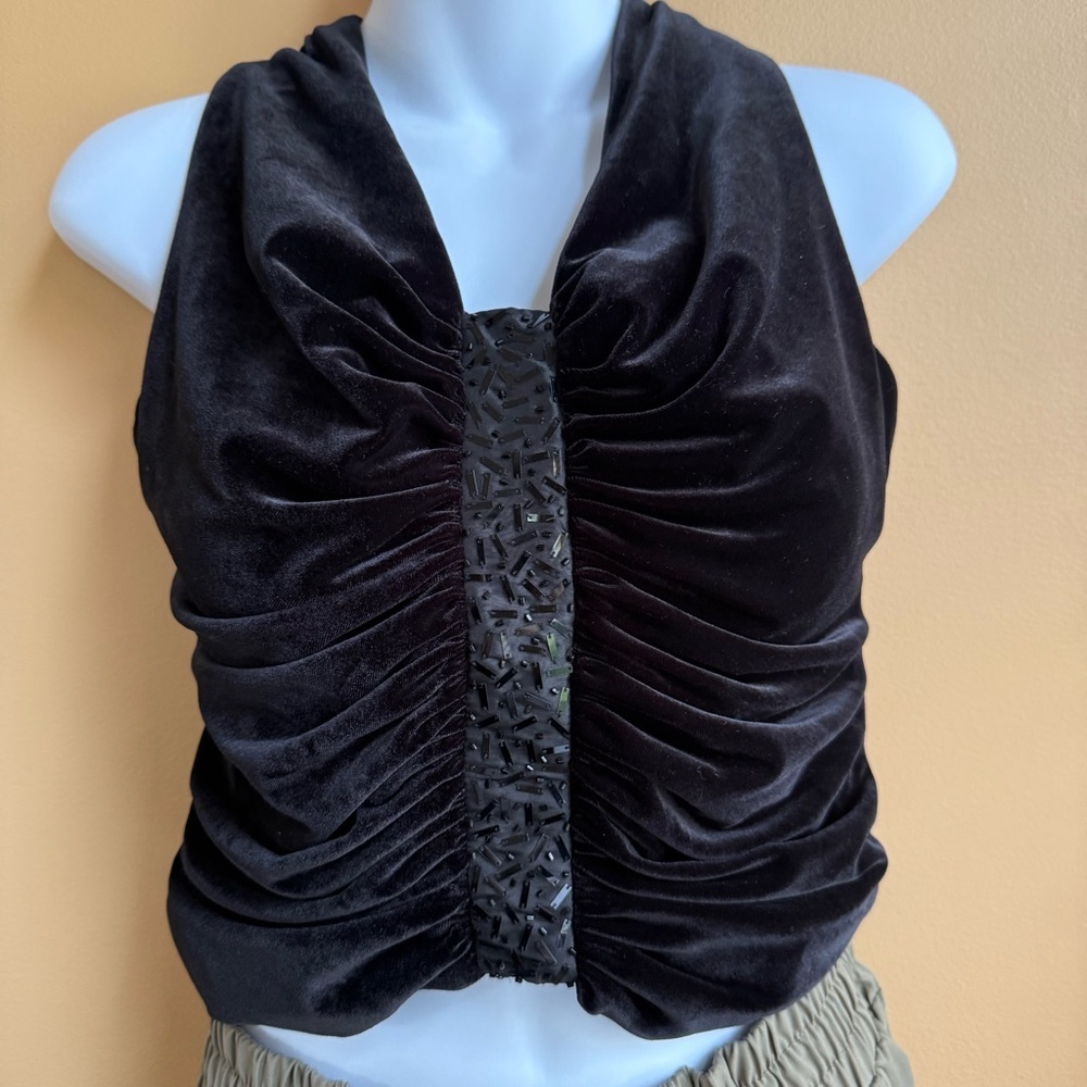 Morrell Maxie Black Velvet Garment Halter Top Size 10